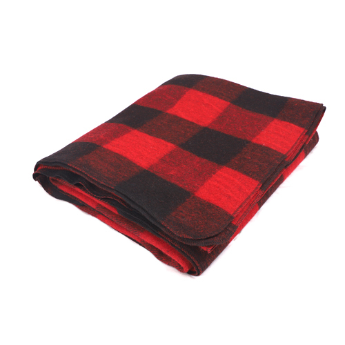 Checked Red And Black Military Woolen Blankets - Wool, Full Size, Red And Black Checked Pattern | Durable Design For Outdoor And Military Use