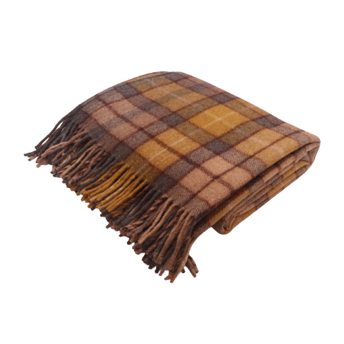 Buchanan Natural Woolen Blanket - 100% Wool, Full Size, Multicolor Check Pattern | Cozy Layer For Adults In Bedrooms Or Living Spaces