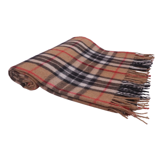Camel Thomson Woolen Blanket - High-quality Wool, Full Size, Multicolor Check Pattern | Cozy Home Essential For Adults Of All Ages