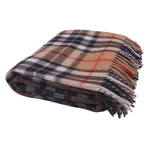 Camel Thomson Woolen Blanket - High-quality Wool, Full Size, Multicolor Check Pattern | Cozy Home Essential For Adults Of All Ages