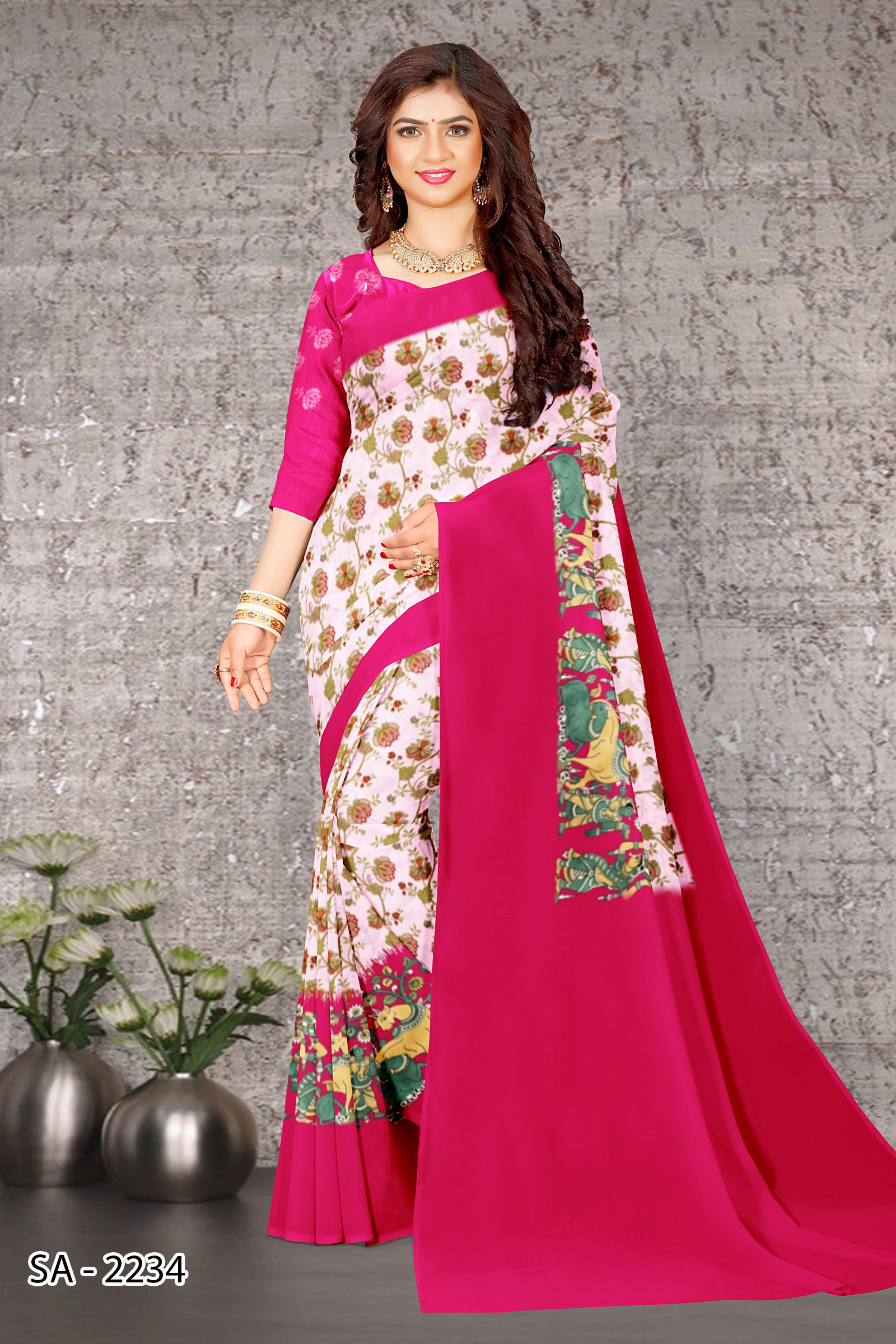 Digital Batik Print Service - Polyester Saree, Printed Bollywood Style | All Types Color, Inkjet Technology, Versatile Production Options