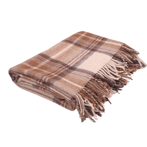 Stewart Natural Dress Woolen Blanket - 100% Wool Full Size Multicolor Check Pattern | Cozy Design For Home Use Perfect For Adults