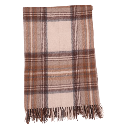 Stewart Natural Dress Woolen Blanket - 100% Wool Full Size Multicolor Check Pattern | Cozy Design For Home Use Perfect For Adults