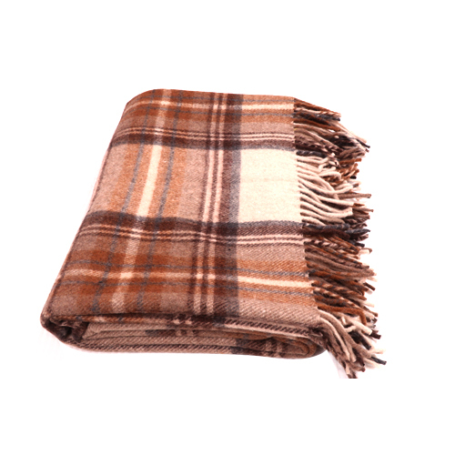 Stewart Natural Dress Woolen Blanket - 100% Wool Full Size Multicolor Check Pattern | Cozy Design For Home Use Perfect For Adults