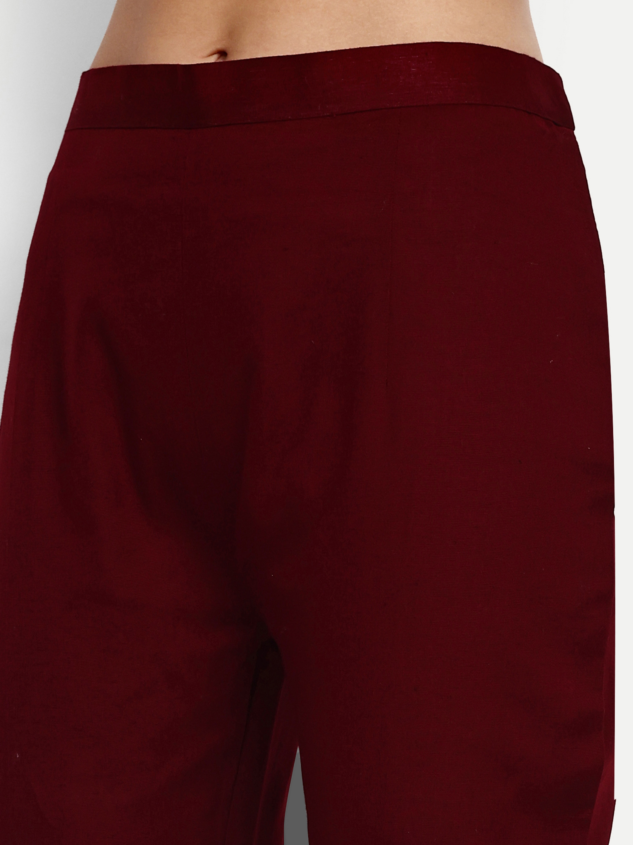 Ladies Rayon Slub Kurta Pant Set - Color: Peach