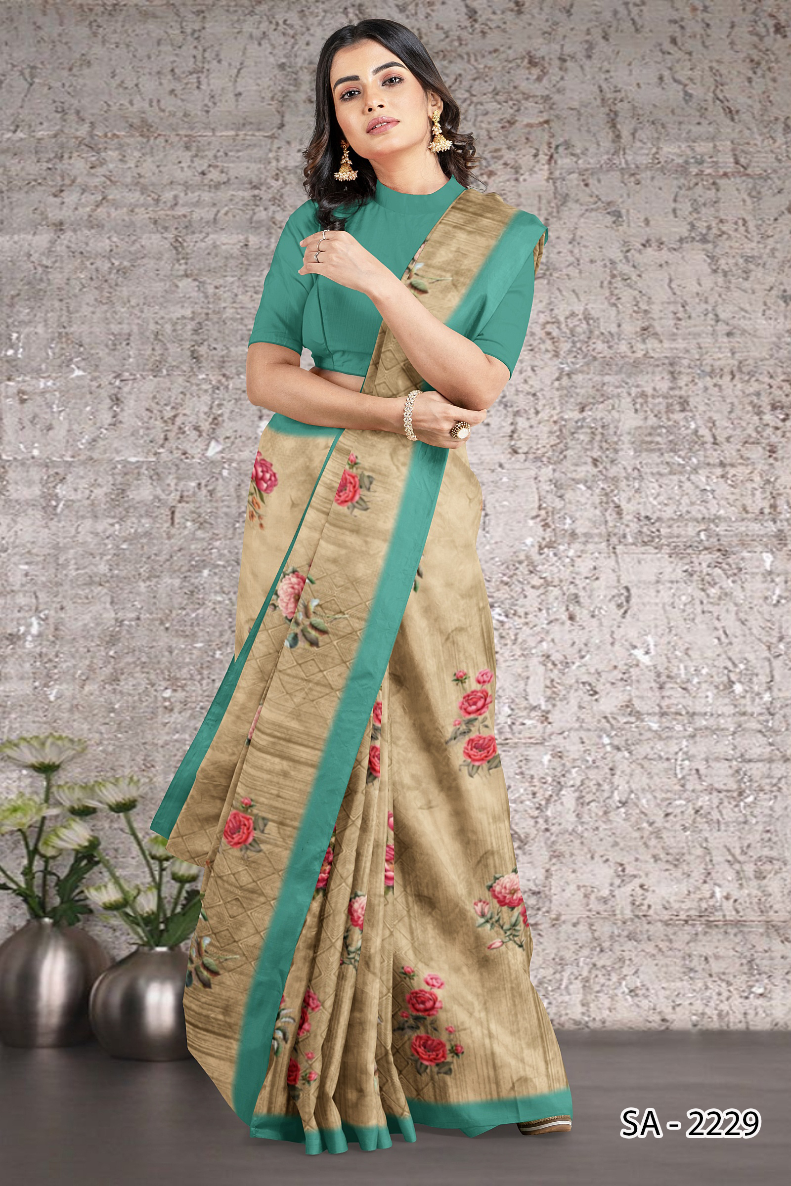 Digital Floral Print Service - Polyester Chiffon, All Colors Available | Floral Pattern, Festive Occasion, South Style