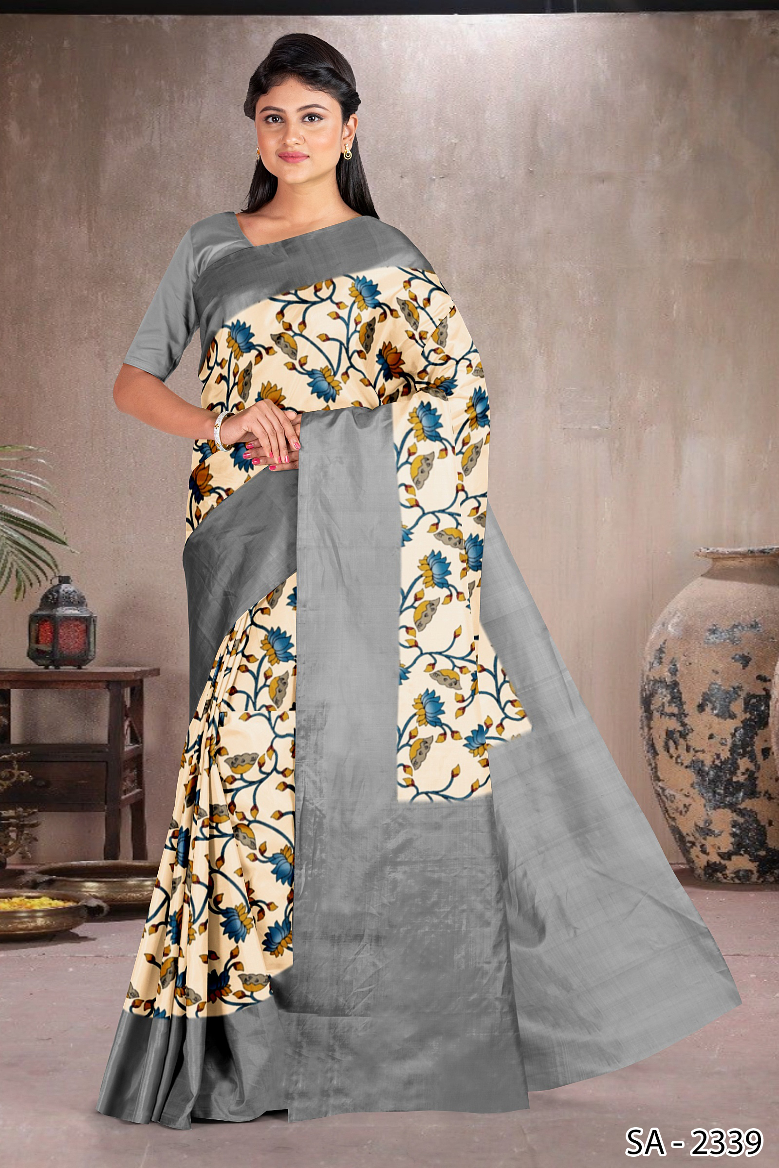 Digital Floral Print Service - Polyester Chiffon, All Colors Available | Floral Pattern, Festive Occasion, South Style