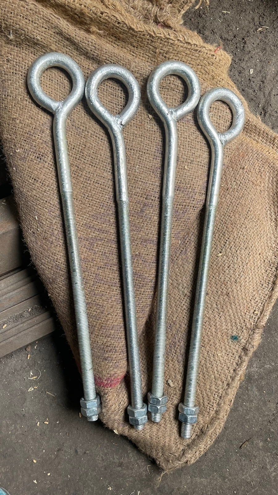 Hot Dip Galvanized Lt Small Eye Bolt For Stay Set - 450mm Length, 16mm Diameter, Silver Color, Multi-grade Strength, High Standard Quality, Versatile Hardware Fitting