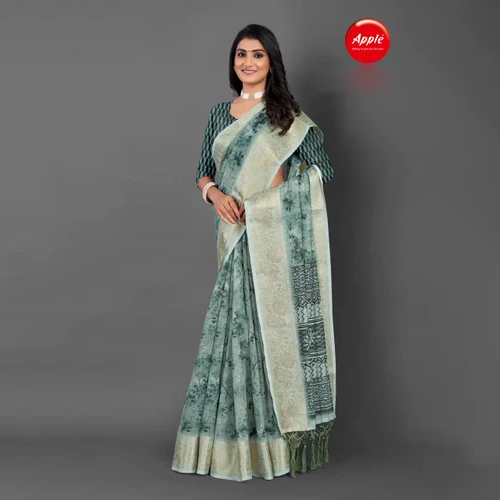 Multicolor Linen Soft Cotton Silk Saree