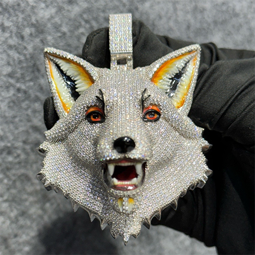 वोल्फ फेस कस्टमाइज्ड डायमंड पेंडेंट