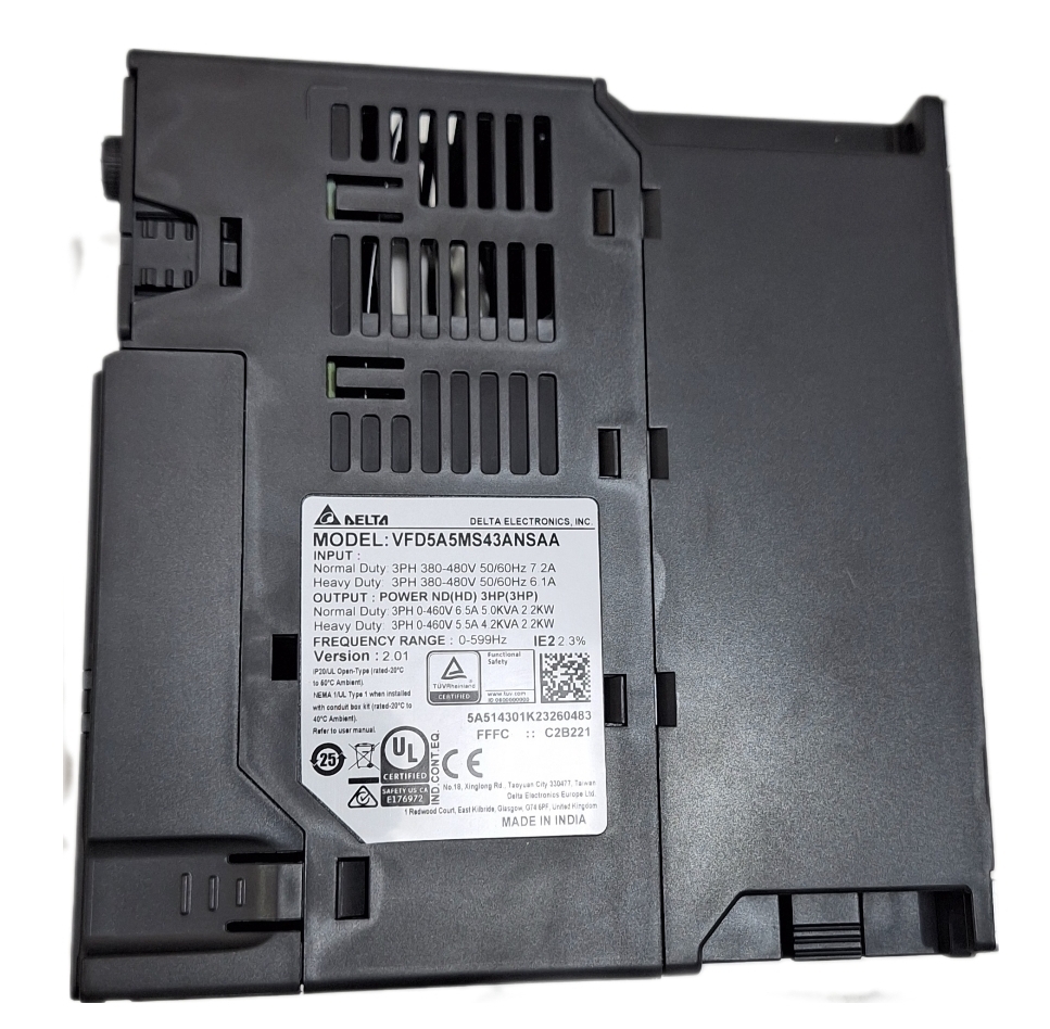 Delta Ms 300 3hp 460v 3 Phase Vfd5a5ms43ansaa - 300 Hp 460v 3 Phase Variable Frequency Drive | Ideal For Industrial Motor Control Applications