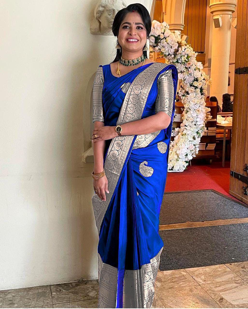 Lichi Saree - Soft Lichi Silk Cloth, Beautiful Rich Pallu & Jacquard Work, Running Heavy Brocade Blouse | Anti-wrinkle, Dry Clean, All Season