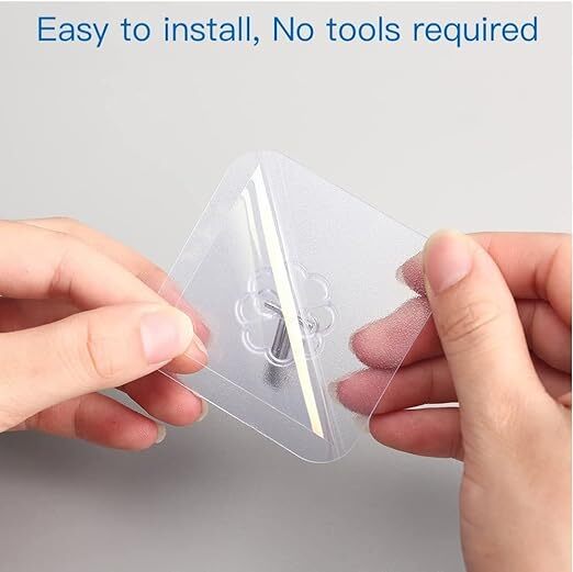 Kadaxa Adhesive Sticker Multi-purpose 5 Hook For Hanging - Pvc, Heavy Duty, Transparent, Reusable, Waterproof | Strong Adhesive, Ideal For Household Use