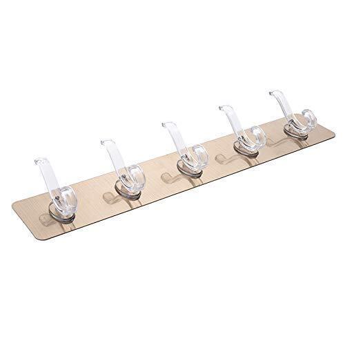 Kadaxa Adhesive Sticker Multi-purpose 5 Hook For Hanging - Pvc, Heavy Duty, Transparent, Reusable, Waterproof | Strong Adhesive, Ideal For Household Use