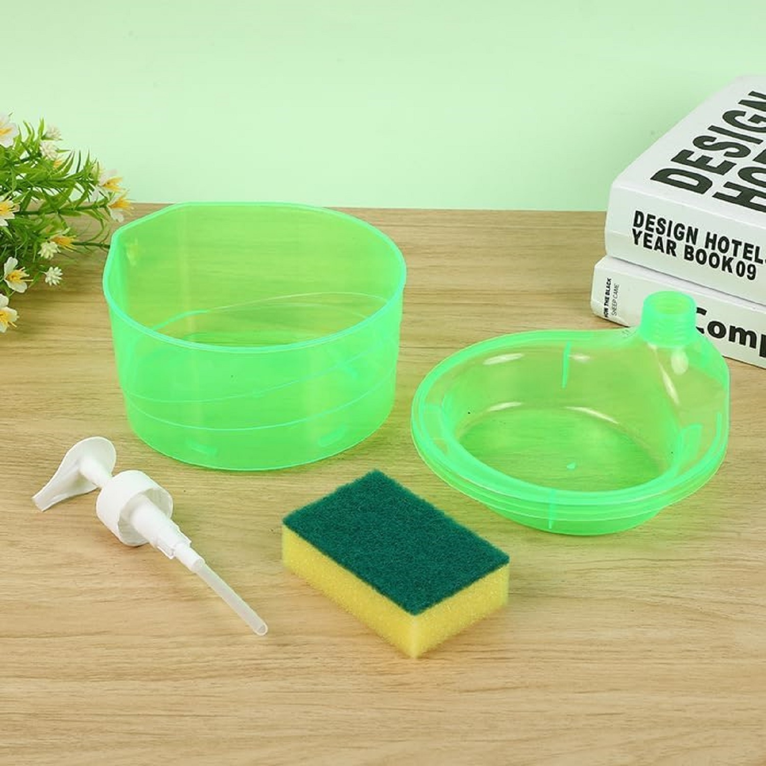 Double Layer Liquid Soap Dispenser With Pump And Sponge