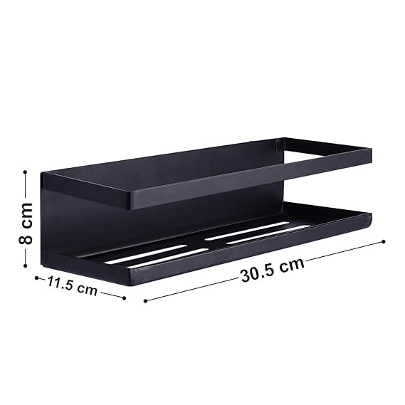 Mitsico Magnetic Shelf - Pvc Material, Free Size, Black | Versatile Kitchen Accessory, Effortless Storage, Efficient Fridge Management
