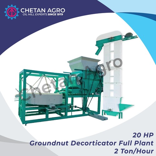 Groundnut Decorticator Plant - 2 Ton/Hour Capacity, 20 Hp Power | Advanced Processing System with Elevator, Decorticator, and Precision Graders