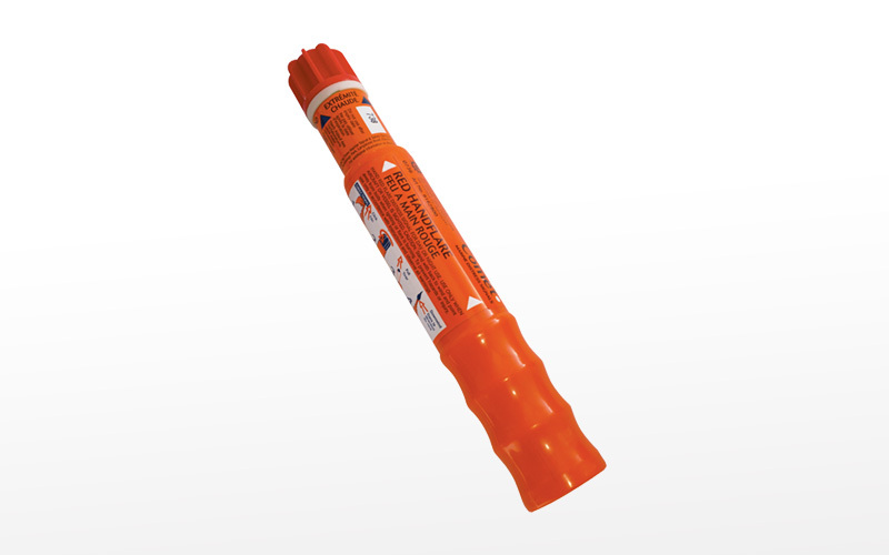 Red Hand Flare Signal - Short-range Distress Signal For Day & Night Use | Easy Ignition, Compact Handle, Bright Red Signal