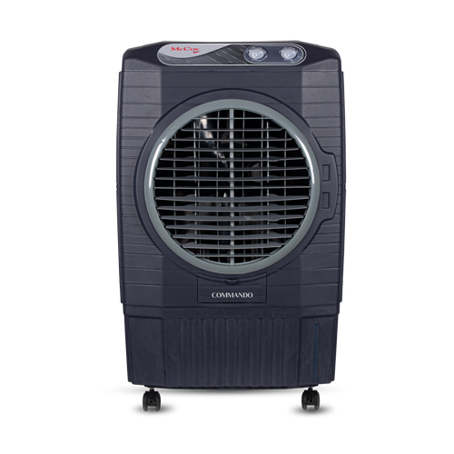 55inch Front Blue Commando Cooler - High-quality Plastic, Sleek Black Design | Floor-standing, Dc Power Supply, Easy Manual Cleaning, Water Tank Included, Warranty Provided