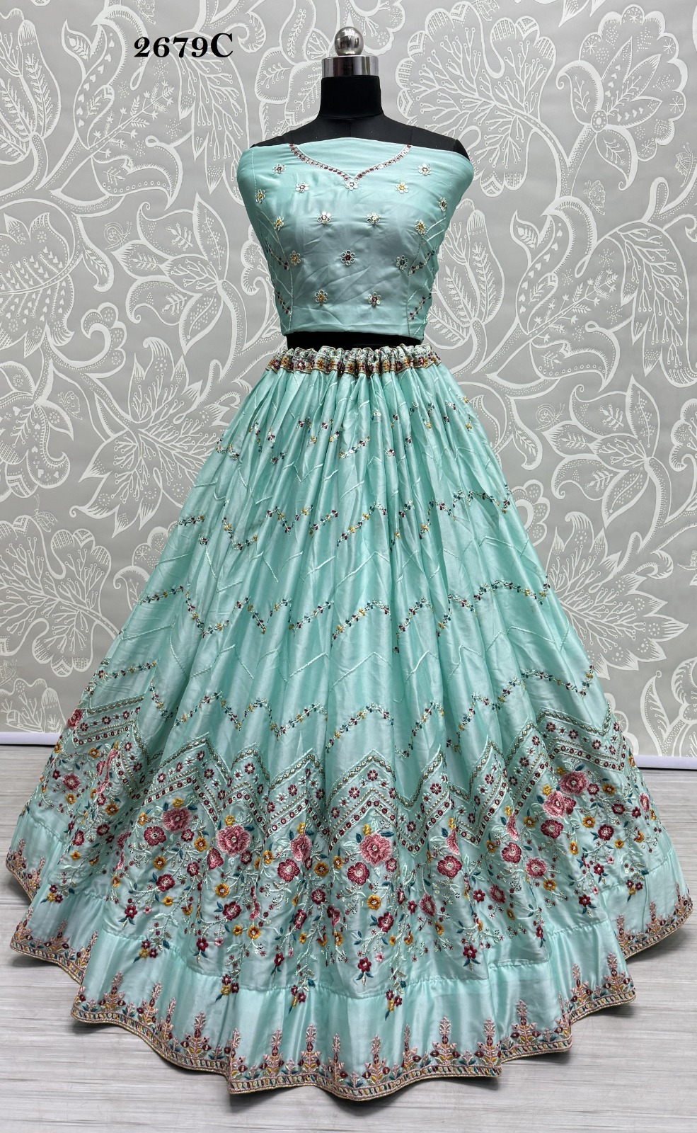 Lehenga Sequins Work, Zari Work - Bust Size: 44 Inch (In)