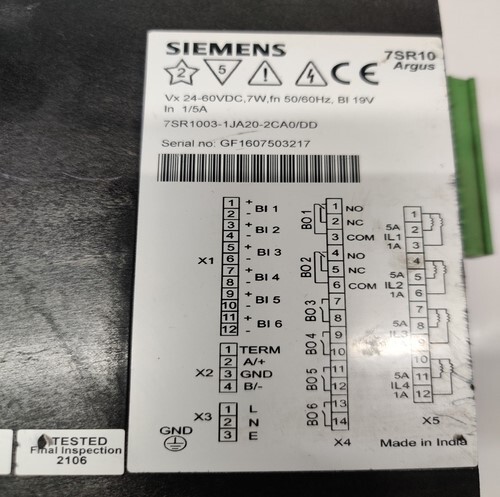 Siemens 7sr1003-1ja20-2ca0/dd Relay.