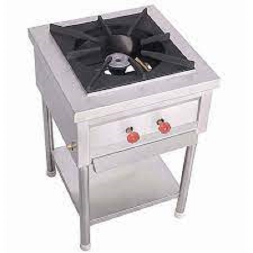 Single Burner Indian Gas Range - Stainless Steel 24x24x34 Inches Silver | High Efficiency For Commercial Kitchen Use