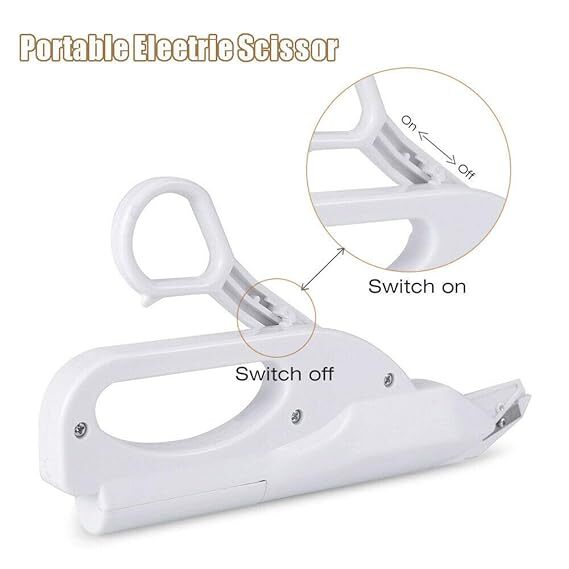 Multipurpose Electric Scissors - Plastic Handheld Battery Operated Design | White Safety Shears For Effortless Fabric Cutting