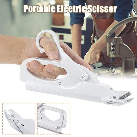 Multipurpose Electric Scissors - Plastic Handheld Battery Operated Design | White Safety Shears For Effortless Fabric Cutting