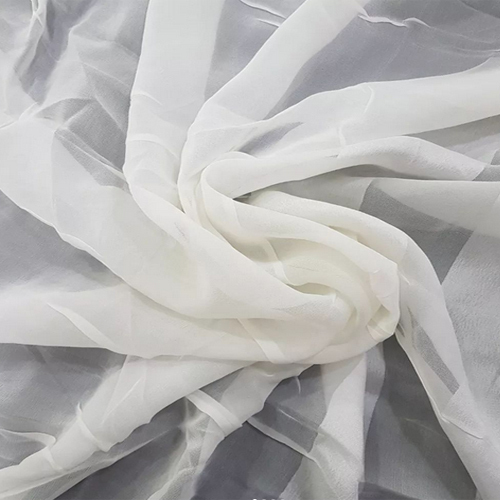 White Satin Viscose Georgette Stripe Fabric