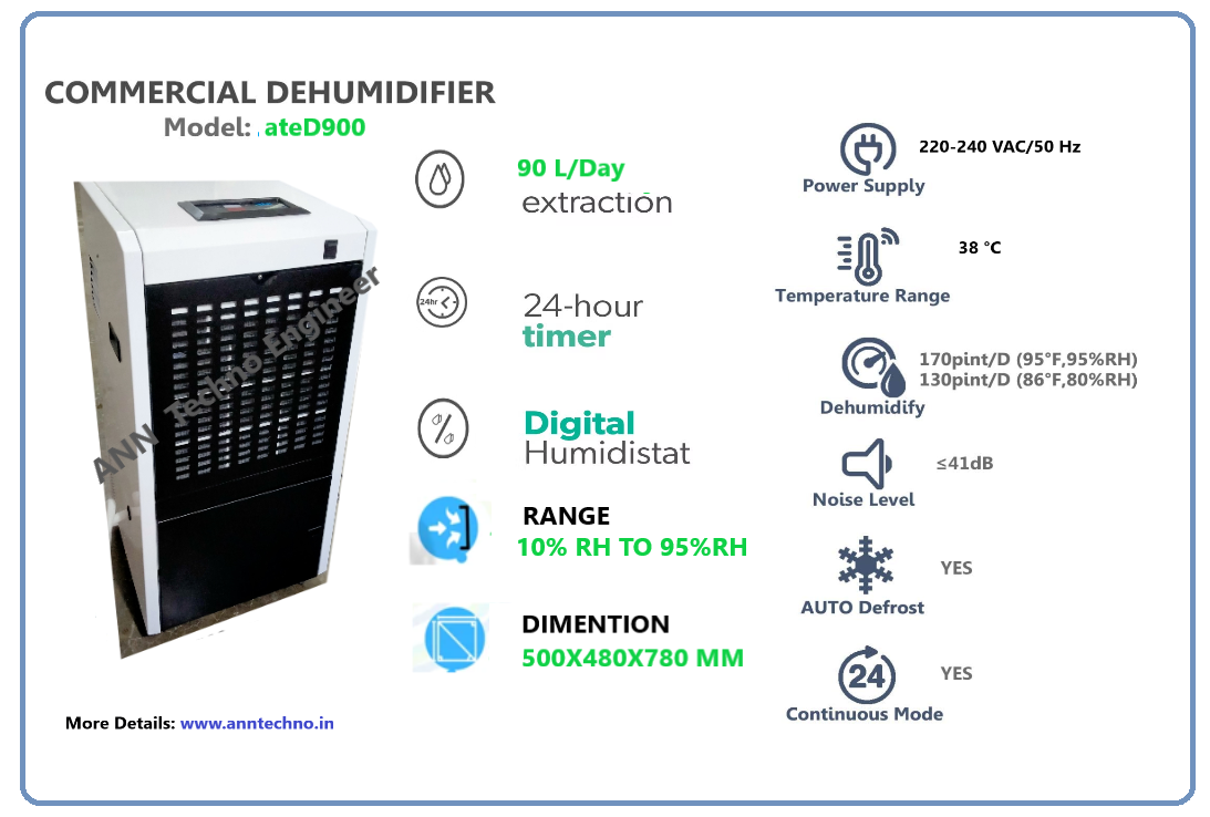 Portable Dehumidifier Ated900b 90 L-day - Color: Black And White And Ss