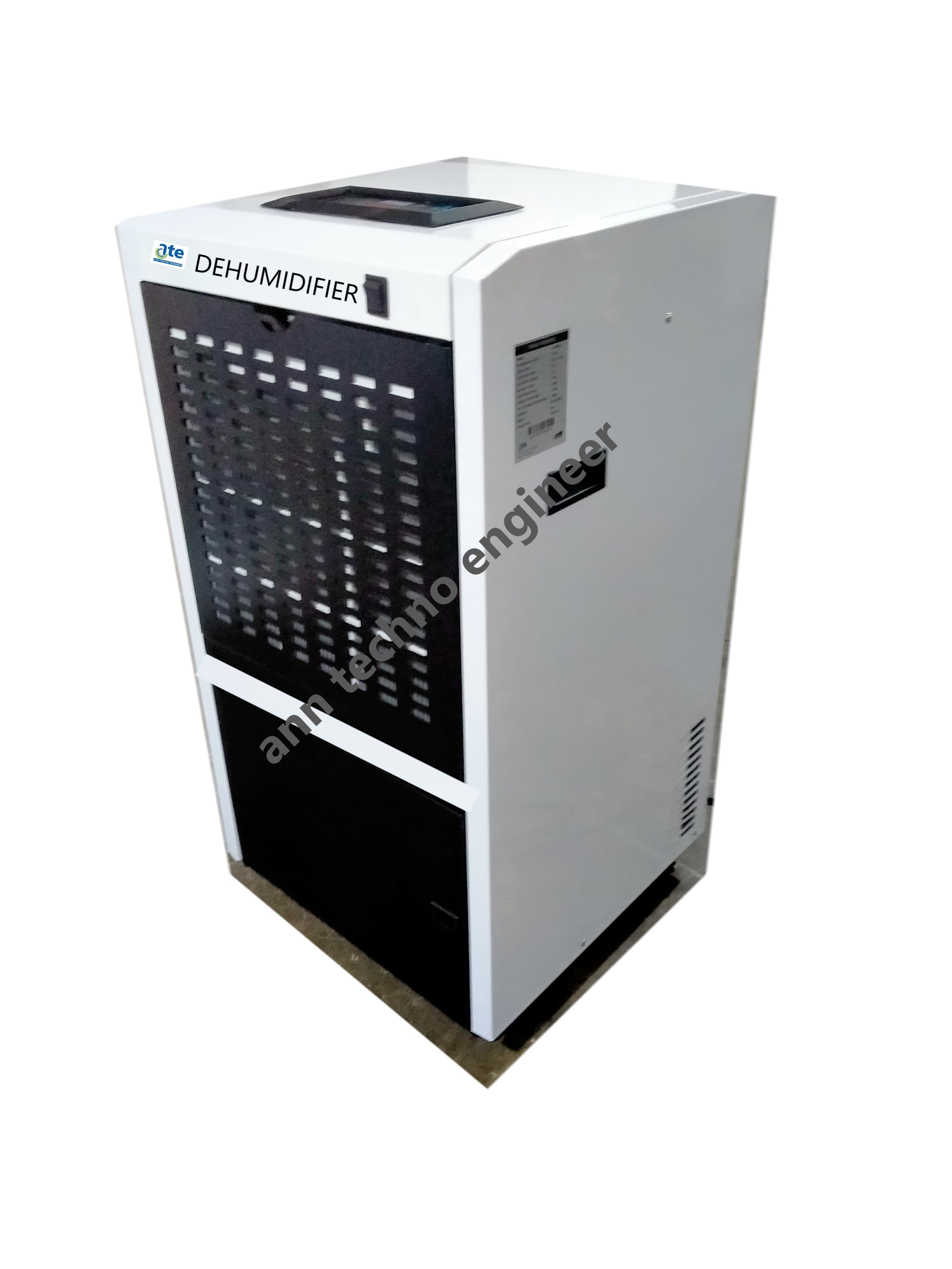 Industrial Refrigerant Dehumidifier 90l-day - Gi Powder Coated & Ss304, 480 X 450 X 1050mm | 1300w, Auto Humidity Control, Digital Panel, Continuous Drain Option, 7l Tank