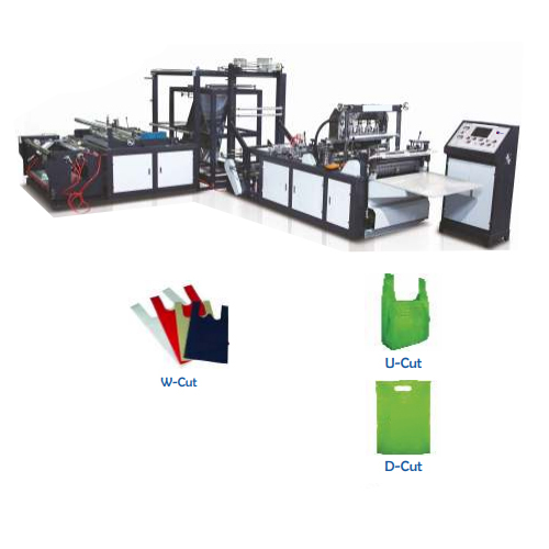 Automatic Non Woven Fabric Bag Making Machine - Color: White/Black