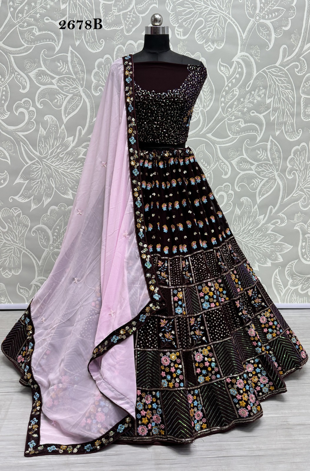 Georgette Lehenga - Free Size Up To 42, Beautiful Lace Dupatta With Sequence And Multi Thread Work | All Season Ethnic Wear, Unstitched Blouse Fabric, Short Sleeve Design