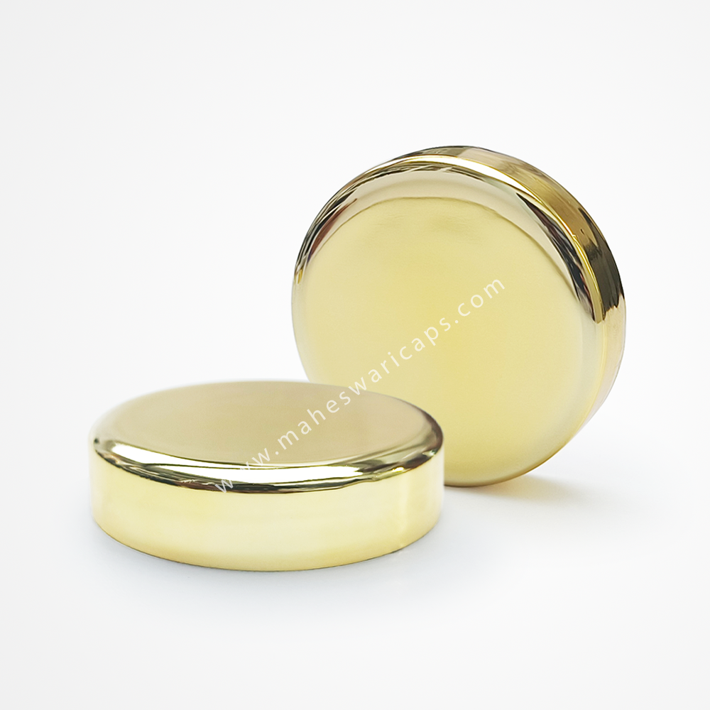 Round Gold Dome Plastic Cap 63mm - Pp Material, 63mm Diameter, Gold/silver Lacquer | Customizable Colors For Jars, Ideal For Confectionery & Cosmetics