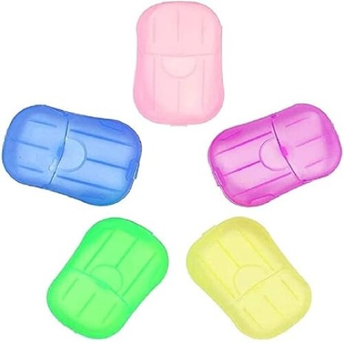 Gilmeat Disposable Paper Soap With Case Travel Sheets Disposable Box Soap Portable Mini Paper Soap (Multi Color)