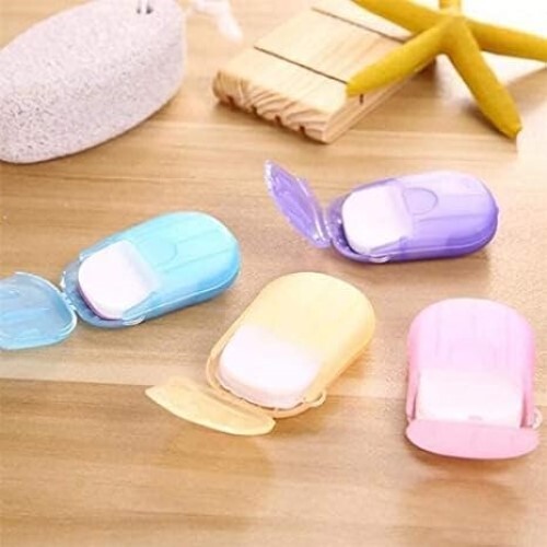 Gilmeat Disposable Paper Soap With Case Travel Sheets Disposable Box Soap Portable Mini Paper Soap (Multi Color)