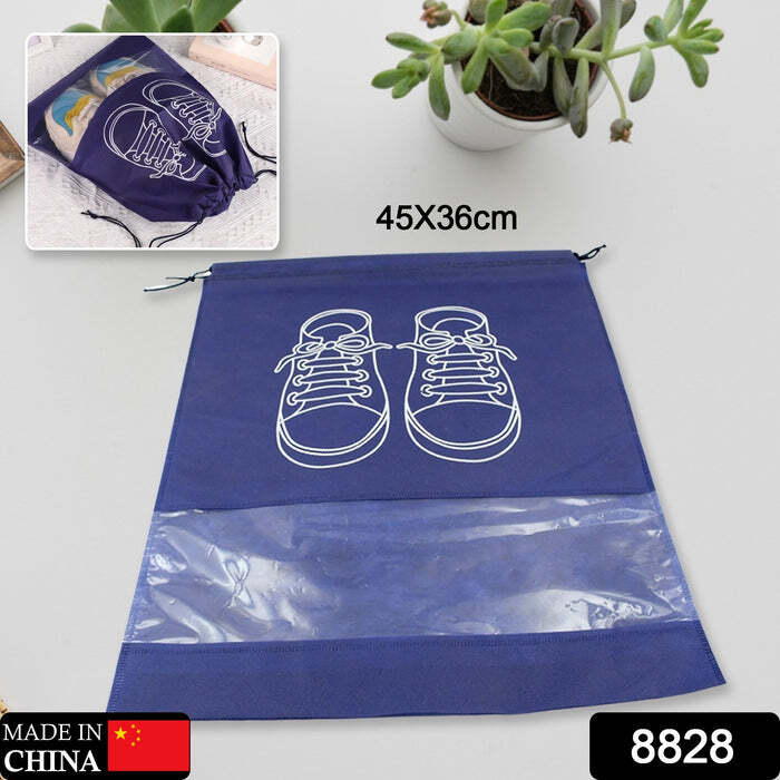 Shoes Storage Bag - Non-woven Material, Standard Size 45x36 Cm, Blue | Lightweight, Portable, Waterproof Pocket, Quick-dry Mesh For Beach And Travel