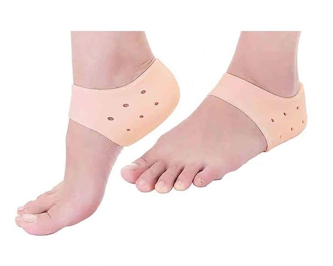 Naivete Silicone Gel Heel Pad Socks For Heel Swelling Pain Relief, Dry Hard Cracked Heels Repair Cream Foot Care - Plastic, Free Size, Multicolour - Suitable For All Ages