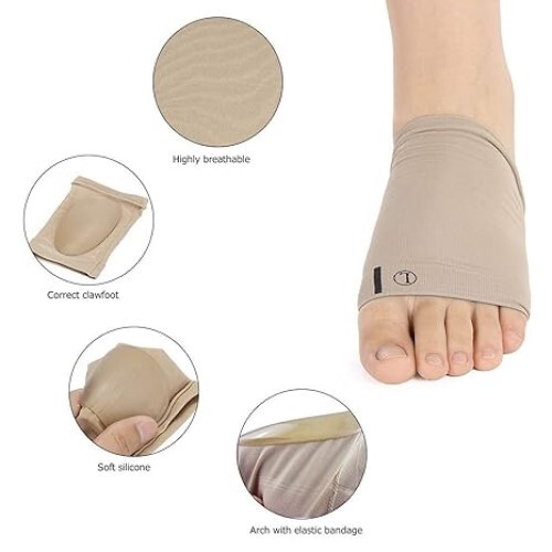 Mitsico Arch Support Sleeves - Silicone + Fabric, Free Size, Multicolour | Comfortable Gel Pad Design, Breathable, Adjustable Fit For Both Feet