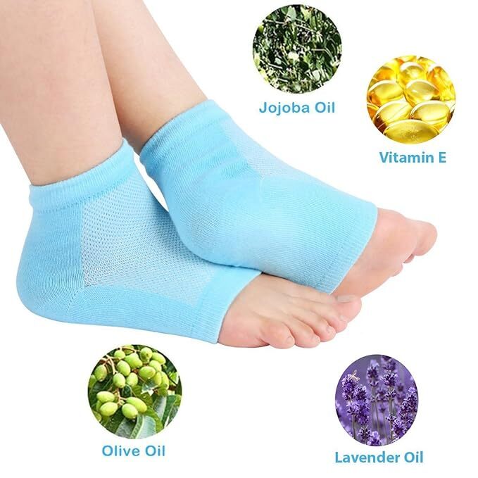 Purastep Silicone Gel Heel Socks For Dry Hard Cracked Heels Repair - Plastic Material, Free Size, Multicolour | All Age Suitability, Cushioned Foot Care Support