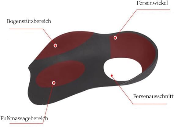 Houson 2 Pairs Of Heel Spur Insoles - Pvc Material, Eu 40-45 Size, Black Color | Single Cavity Household Product For Flat Feet, Plantar Fasciitis