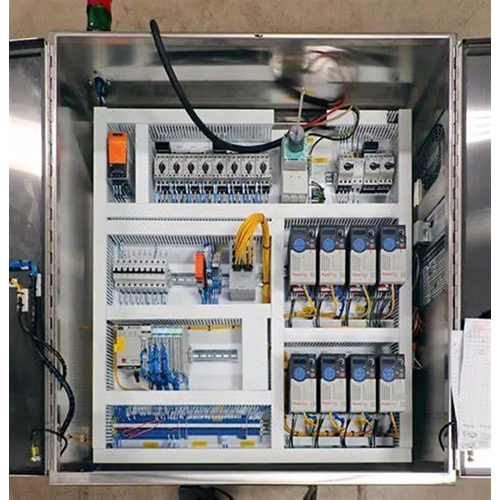Three Phase PLC Control Panel - Mild Steel with Stainless Steel Cover | GI Galvanized Finish, First Class Quality Assurance, Warranty Included