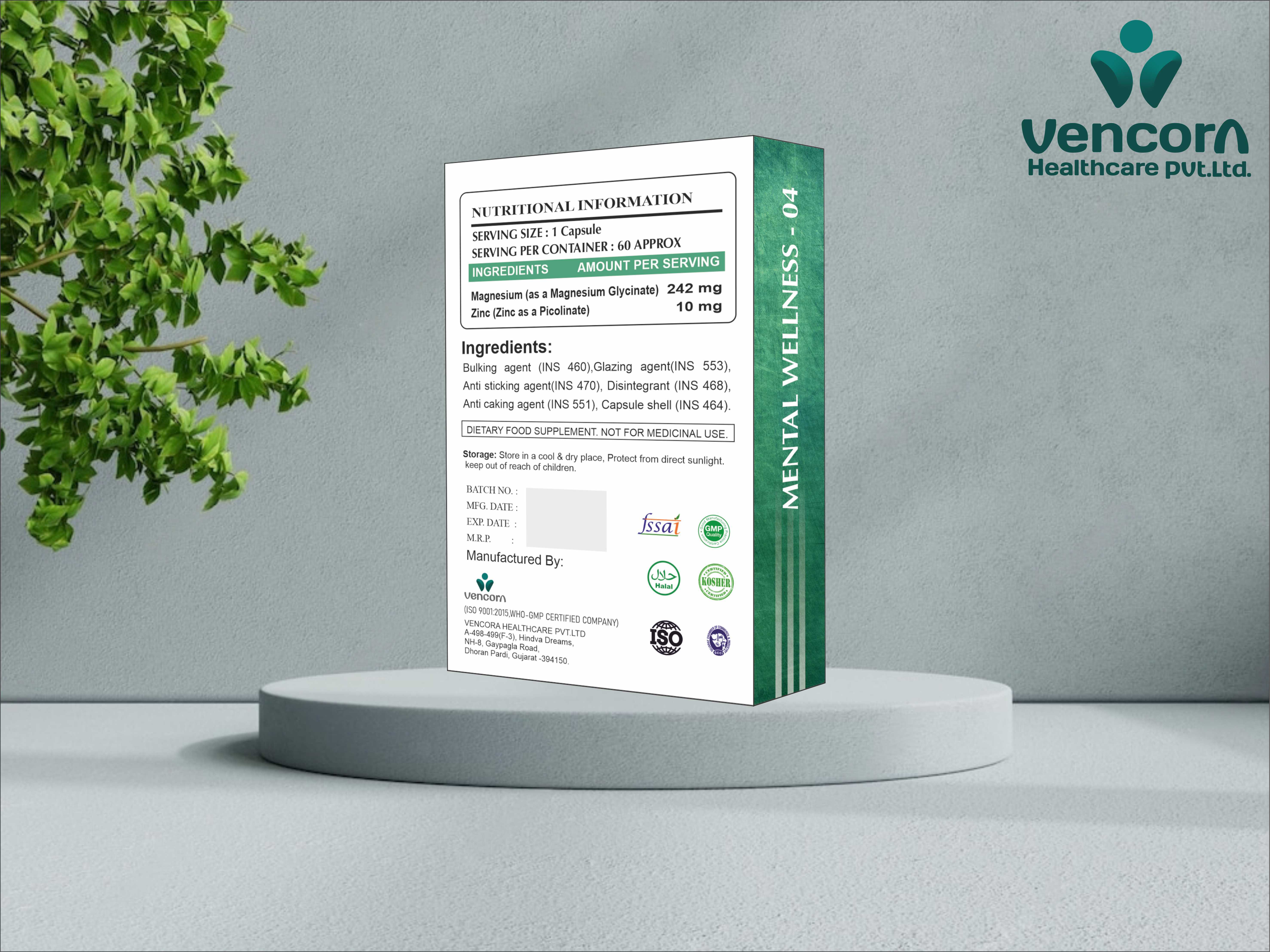 Magnesium Glycinate Extract Capsule For Mental Health - Best Before: 36 Months