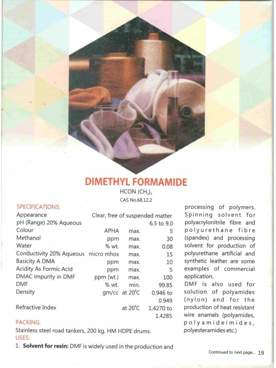 68-12-2 Dimethylformamide Application: Commercial