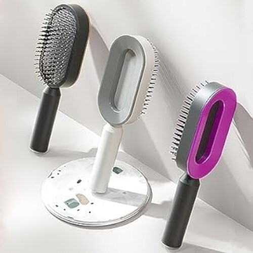 Bagflix Self Cleaning Hair Brush - Plastic, Multicolor | Wet Or Dry Detangling, Air Cushion Massager For Men And Women