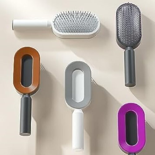 Bagflix Self Cleaning Hair Brush - Plastic, Multicolor | Wet Or Dry Detangling, Air Cushion Massager For Men And Women