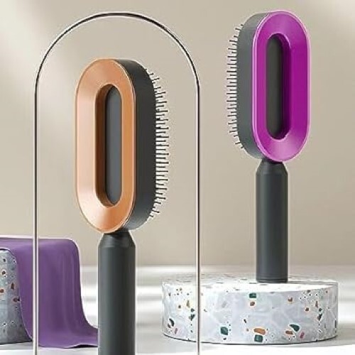 Bagflix Self Cleaning Hair Brush - Plastic, Multicolor | Wet Or Dry Detangling, Air Cushion Massager For Men And Women