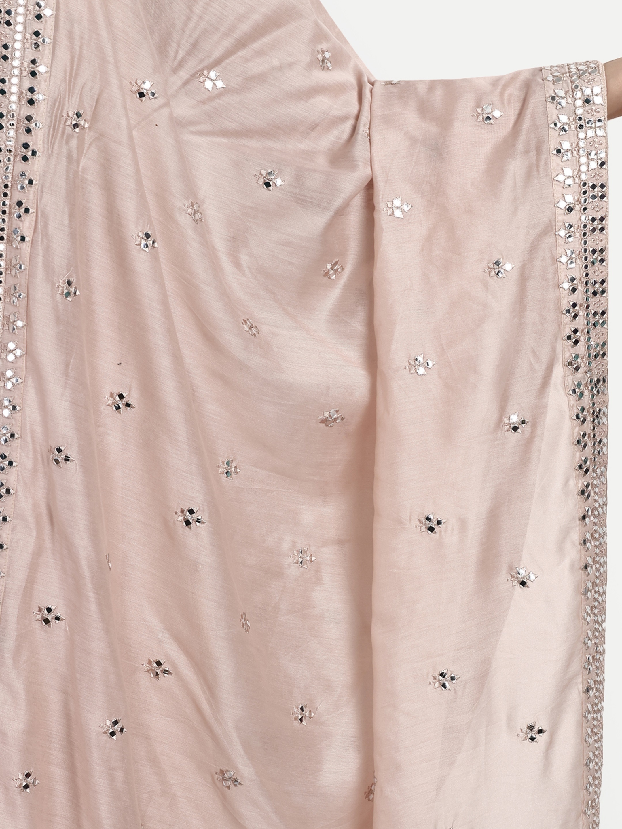 Cream Modal Chanderi Silk Palazzo Suits - Top Length Up To 50 Inch, Bottom Length Up To 38 Inch, Dupatta Length 2.20 Meter | Beautiful Sequence Embroidery, Heavy American Crepe Lining, Breathable And Non-toxic