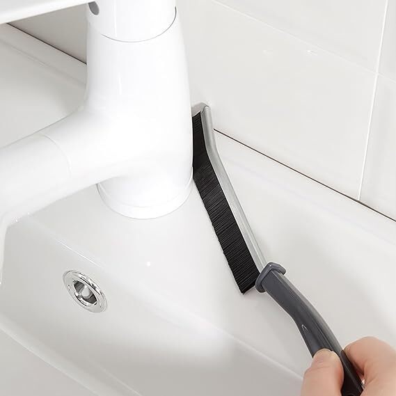 Mitsico Tiles Cleaning Brush Black - Abs Plastic, Ergonomic Handle, Hard Bristle, Ultra-fine Pet Bristles For Deep Crevice Cleaning | Space-saving Design, Multi-function Use