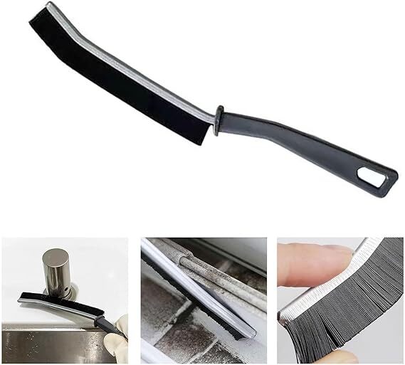 Mitsico Tiles Cleaning Brush Black - Abs Plastic, Ergonomic Handle, Hard Bristle, Ultra-fine Pet Bristles For Deep Crevice Cleaning | Space-saving Design, Multi-function Use
